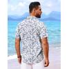 COOFANDY Mens Hawaiian Shirt Short Sleeve Button Down Shirts Tropical Floral Summer Beach Shirts(Light Gray – Leaf)