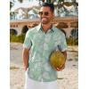 COOFANDY Mens Hawaiian Shirt Short Sleeve Button Down Shirts Tropical Floral Summer Beach Shirts(Light Green – Graffiti Leaf)