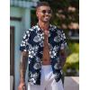 COOFANDY Mens Hawaiian Shirt Short Sleeve Button Down Shirts Tropical Floral Summer Beach Shirts(Navy – Backyard Flowers)