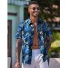 COOFANDY Mens Hawaiian Shirt Short Sleeve Button Down Shirts Tropical Floral Summer Beach Shirts(Navy – Palm Leaf)