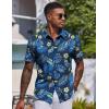 COOFANDY Mens Hawaiian Shirt Short Sleeve Button Down Shirts Tropical Floral Summer Beach Shirts(Navy – Palm Leaf)
