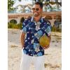 COOFANDY Mens Hawaiian Shirt Short Sleeve Button Down Shirts Tropical Floral Summer Beach Shirts(Navy – Plum Flower)