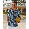 COOFANDY Mens Hawaiian Shirt Short Sleeve Button Down Shirts Tropical Floral Summer Beach Shirts(Navy – Tropical Flower)