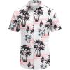 COOFANDY Mens Hawaiian Shirt Short Sleeve Button Down Shirts Tropical Floral Summer Beach Shirts(Pink – Tropical Vitality)