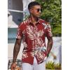 COOFANDY Mens Hawaiian Shirt Short Sleeve Button Down Shirts Tropical Floral Summer Beach Shirts(Red – Tropical Leaf)