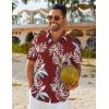 COOFANDY Mens Hawaiian Shirt Short Sleeve Button Down Shirts Tropical Floral Summer Beach Shirts(Red – Tropical Leaf)