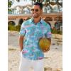 COOFANDY Mens Hawaiian Shirt Short Sleeve Button Down Shirts Tropical Floral Summer Beach Shirts(Sky Blue – Flamingo)