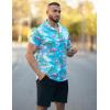 COOFANDY Mens Hawaiian Shirt Short Sleeve Button Down Shirts Tropical Floral Summer Beach Shirts(Sky Blue – Flamingo)
