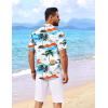 COOFANDY Mens Hawaiian Shirt Short Sleeve Button Down Shirts Tropical Floral Summer Beach Shirts(White – Coconut Tree)