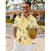 COOFANDY Mens Hawaiian Shirt Short Sleeve Button Down Shirts Tropical Floral Summer Beach Shirts(Yellow – Pineapple)
