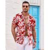 COOFANDY Mens Hawaiian Shirt Short Sleeve Button Down Shirts Tropical Summer Beach Shirts Casual Floral Aloha Shirts(A-red-white Floral)