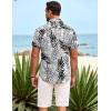 COOFANDY Mens Hawaiian Shirt Short Sleeve Button Down Shirts Tropical Summer Beach Shirts Casual Floral Aloha Shirts(Black&white Leaves)