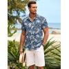COOFANDY Mens Hawaiian Shirt Short Sleeve Button Down Shirts Tropical Summer Beach Shirts Casual Floral Aloha Shirts(Blue Leaves)