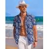 COOFANDY Mens Hawaiian Shirt Short Sleeve Button Down Shirts Tropical Summer Beach Shirts Casual Floral Aloha Shirts(Blue White Flower)