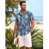 COOFANDY Mens Hawaiian Shirt Short Sleeve Button Down Shirts Tropical Summer Beach Shirts Casual Floral Aloha Shirts(Blue&white Leaves)
