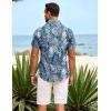 COOFANDY Mens Hawaiian Shirt Short Sleeve Button Down Shirts Tropical Summer Beach Shirts Casual Floral Aloha Shirts(Blue&white Leaves)