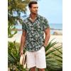 COOFANDY Mens Hawaiian Shirt Short Sleeve Button Down Shirts Tropical Summer Beach Shirts Casual Floral Aloha Shirts(Green Leaves)