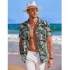 COOFANDY Mens Hawaiian Shirt Short Sleeve Button Down Shirts Tropical Summer Beach Shirts Casual Floral Aloha Shirts(Green Leaves)