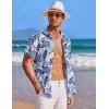 COOFANDY Mens Hawaiian Shirt Short Sleeve Button Down Shirts Tropical Summer Beach Shirts Casual Floral Aloha Shirts(Navy Blue Leaves)