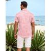 COOFANDY Mens Hawaiian Shirt Short Sleeve Button Down Shirts Tropical Summer Beach Shirts Casual Floral Aloha Shirts(Pink Leaves)