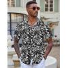 COOFANDY Mens Hawaiian Shirts Short Sleeve Button Down Aloha Shirt Casual Beach Clothes(A- White- Black Flower)
