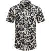 COOFANDY Mens Hawaiian Shirts Short Sleeve Button Down Aloha Shirt Casual Beach Clothes(Beige- Black Flower)