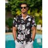 COOFANDY Mens Hawaiian Shirts Short Sleeve Button Down Aloha Shirt Casual Beach Clothes(Black- Beige Flower)