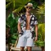 COOFANDY Mens Hawaiian Shirts Short Sleeve Button Down Aloha Shirt Casual Beach Clothes(Black- Beige Flower)