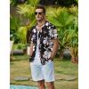 COOFANDY Mens Hawaiian Shirts Short Sleeve Button Down Aloha Shirt Casual Beach Clothes(Black- Beige Flower)