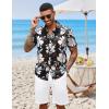 COOFANDY Mens Hawaiian Shirts Short Sleeve Button Down Aloha Shirt Casual Beach Clothes(Black- Beige Flower)