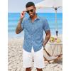 COOFANDY Mens Hawaiian Shirts Short Sleeve Button Down Aloha Shirt Casual Beach Clothes(Blue)