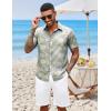 COOFANDY Mens Hawaiian Shirts Short Sleeve Button Down Aloha Shirt Casual Beach Clothes(Celadon Green- Palm Leaf)