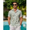 COOFANDY Mens Hawaiian Shirts Short Sleeve Button Down Aloha Shirt Casual Beach Clothes(Celadon Green- Palm Leaf)