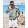 COOFANDY Mens Hawaiian Shirts Short Sleeve Button Down Aloha Shirt Casual Beach Clothes(Celadon Green- Palm Tree)