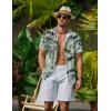 COOFANDY Mens Hawaiian Shirts Short Sleeve Button Down Aloha Shirt Casual Beach Clothes(Celadon Green- Palm Tree)