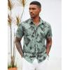 COOFANDY Mens Hawaiian Shirts Short Sleeve Button Down Aloha Shirt Casual Beach Clothes(Dark Gray – Ice Green Leaves)