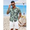 COOFANDY Mens Hawaiian Shirts Short Sleeve Button Down Aloha Shirt Casual Beach Clothes(Dark Gray – Ice Green Leaves)