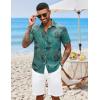 COOFANDY Mens Hawaiian Shirts Short Sleeve Button Down Aloha Shirt Casual Beach Clothes(Green)
