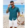 COOFANDY Mens Hawaiian Shirts Short Sleeve Button Down Aloha Shirt Casual Beach Clothes(Navy Blue- Lake Green)