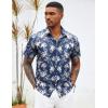 COOFANDY Mens Hawaiian Shirts Short Sleeve Button Down Aloha Shirt Casual Beach Clothes(Navy Blue- White Flower)