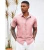 COOFANDY Mens Hawaiian Shirts Short Sleeve Button Down Aloha Shirt Casual Beach Clothes(Pink)