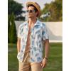 COOFANDY Mens Hawaiian Shirts Short Sleeve Button Down Aloha Shirt Casual Beach Clothes(White)