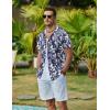 COOFANDY Mens Hawaiian Shirts Short Sleeve Button Down Aloha Shirt Casual Beach Clothes(White- Palm Leaf)
