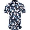 COOFANDY Mens Hawaiian Shirts Short Sleeve Casual Button Down Tropical Beach Shirt(A – Navy Blue / Lily)