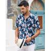 COOFANDY Mens Hawaiian Shirts Short Sleeve Casual Button Down Tropical Beach Shirt(A – Navy Blue / Lily)