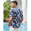 COOFANDY Mens Hawaiian Shirts Short Sleeve Casual Button Down Tropical Beach Shirt(A – Navy Blue / Lily)