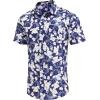COOFANDY Mens Hawaiian Shirts Short Sleeve Casual Button Down Tropical Beach Shirt(B – Navy Blue / White Floral)