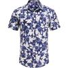 COOFANDY Mens Hawaiian Shirts Short Sleeve Casual Button Down Tropical Beach Shirt(B – Navy Blue / White Floral)