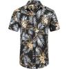 COOFANDY Mens Hawaiian Shirts Short Sleeve Casual Button Down Tropical Beach Shirt(Black / Plam Leaf)