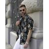 COOFANDY Mens Hawaiian Shirts Short Sleeve Casual Button Down Tropical Beach Shirt(Black / Plam Leaf)